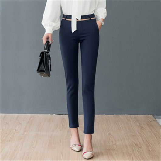 Pantalones de Vestir Rectos Elásticos de Cintura Alta para Mujer - Image 15