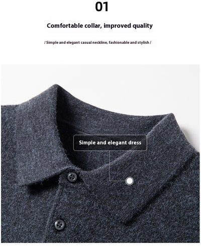 Suéter Polo de Manga Larga para Hombre - Colores Sólidos Otoño Invierno - Image 16