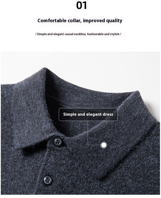 Suéter Polo de Manga Larga para Hombre - Colores Sólidos Otoño Invierno - Image 16