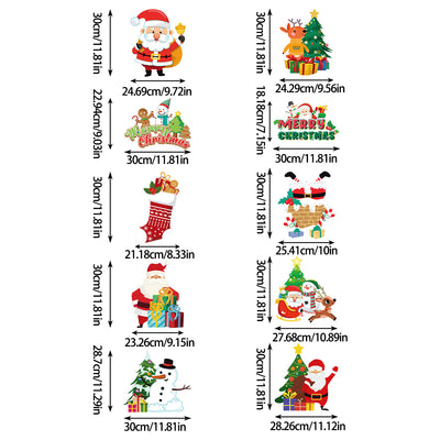 Set of 10 Christmas themed decorative cutouts including Santa, snowman, gingerbread house, reindeer, and gifts. - Image 3