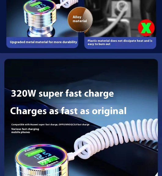 Cargador Rápido para Auto con Luz LED y Cable 3 en 1 - Image 11