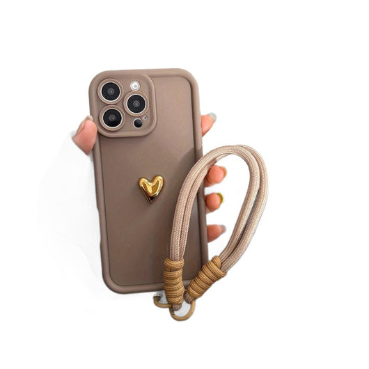 Funda de Silicona para Celular con Diseño de Corazón y Cordón Dorado - Image 5