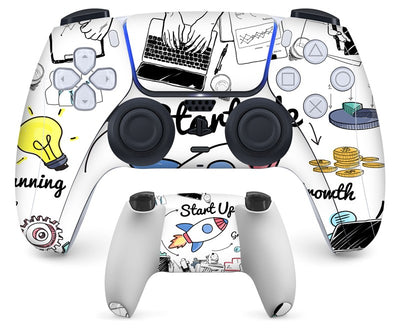 PS5 controller with a pastel marble sticker, showing the front and back views for anti-scratch protection. - Image 19