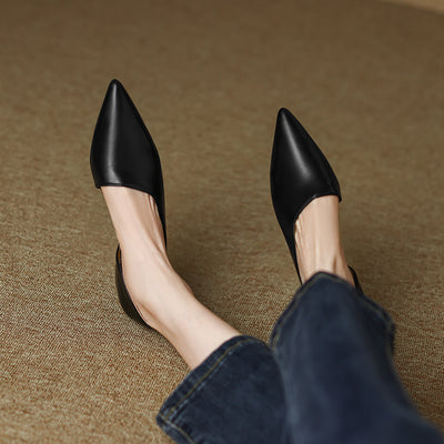 Zapatos de Tacón Bajo Estilo Retro Francés en Cuero Genuino para Mujer - Image 7