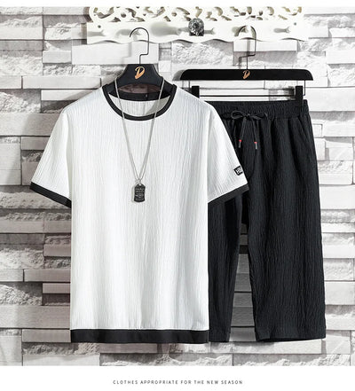 Conjunto de Camiseta Ice Silk para Hombre - Estilo Casual Holgado - Image 16