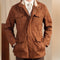 Chaqueta Safari Cuello Alto en Ante Sintético con Cintura Entallada