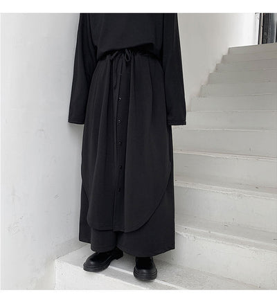 Pantalones Anchos para Hombre con Botones Superpuestos en Negro - Image 7