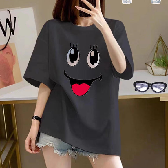 Playera Estampada de Algodón con Diseño Cartoon para Mujer