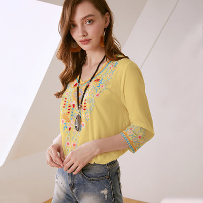 Blusa Bordada para Mujer con Corte Versátil Ajustado y Suelto - Image 16