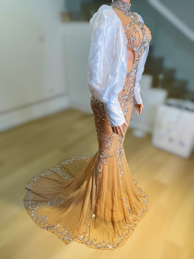 Vestido de Fiesta Espalda Descubierta con Cristales Brillantes - Image 10