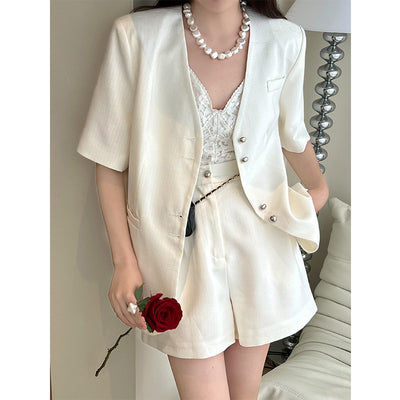 Traje Ejecutivo Mujer Cuello en V - Diseño Minimalista de Alta Moda