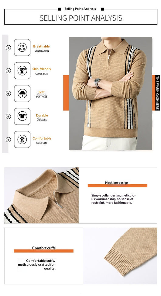 Suéter de Punto Colorblock con Cuello y Cierre Medio Cremallera para Hombre - Image 19