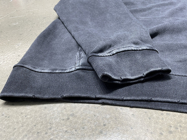 Sudadera con Capucha Desgastada y Cuello Fruncido - Estilo Urban Casual