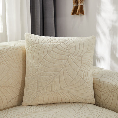 Funda de Almohada Jacquard Nórdica con Hoja Grande en Colores Puros - Image 18