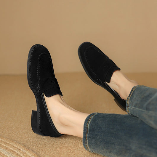 Zapatos de Tacón Grueso en Gamuza de Oveja para Primavera - Image 3