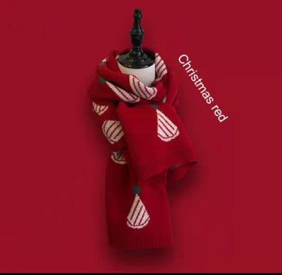 Bufanda Navideña de Punto Rojo - Cálida y Versátil para Todos - Image 41