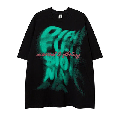 Camiseta Manga Corta Estampado Onda de Letras para Hombre - Image 10