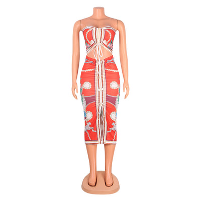 Traje Envolvente Plisado con Escote Estampado y Abertura Lateral - Image 15