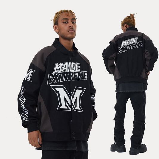 Chaqueta de Moto Racing Vintage con Bloques de Color