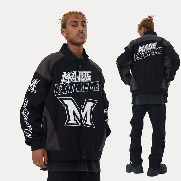 Chaqueta de Moto Racing Vintage con Bloques de Color