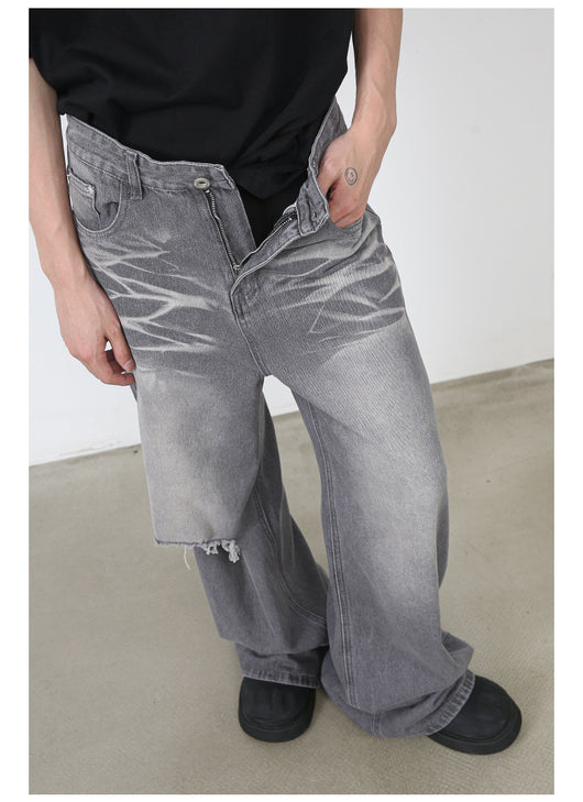 Jeans Rectos Holgados Rotos Estilo Retro Americano para Hombre - Image 10
