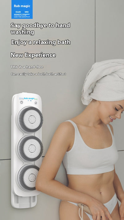 Three PBT brush head refills for an electric bath rubbing machine, packaged in a clear blister pack with a teal backing. - Image 17