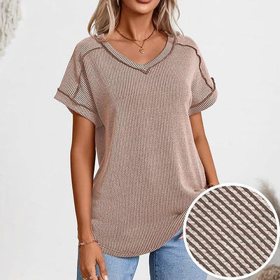 Blusa Deportiva Bicolor con Cuello V y Efecto Twist - Image 16