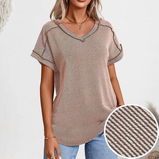 Blusa Deportiva Bicolor con Cuello V y Efecto Twist - Image 16