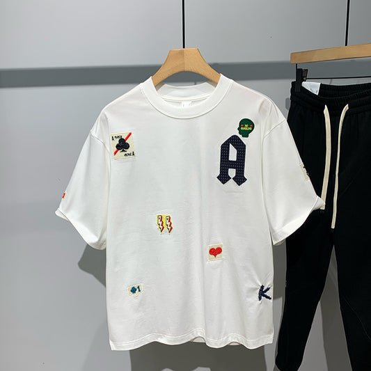 Camiseta Estampada con Bordado para Hombre