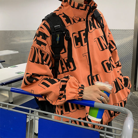 Chaqueta Hip Hop Urbana con Estampado de Letras para Hombre - Image 8