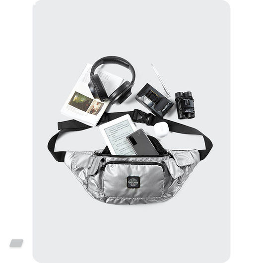 Bolsa de Pecho Harajuku Cuadros Plateados para Hombre - Image 5