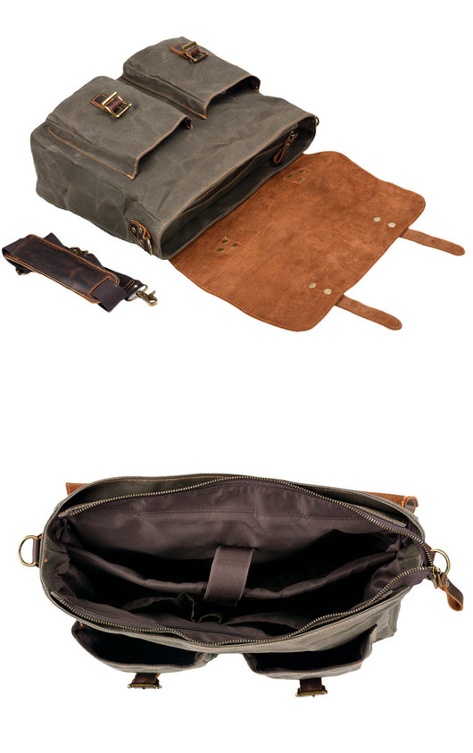 Maletín Profesional de Lona Impermeable con Detalles en Cuero - Image 17