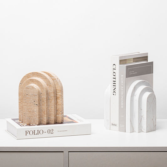Sujetador de Libros Mármol con Líneas Geométricas - Decoración Moderna para Estanterías