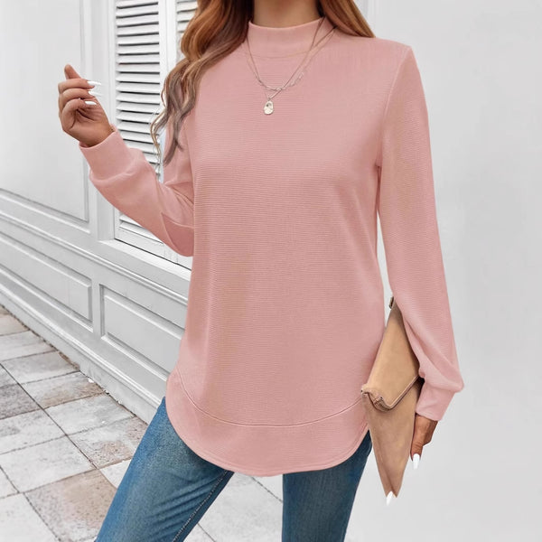 Blusa Manga Larga Cuello Redondo Textura Waffle para Mujer