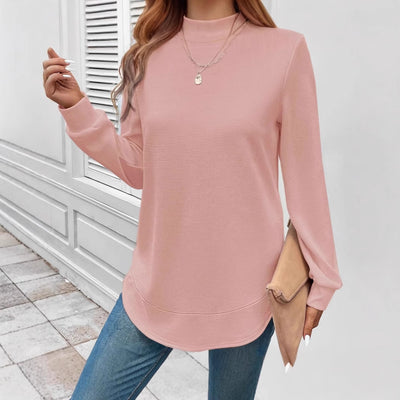 Blusa Manga Larga Cuello Redondo Textura Waffle para Mujer