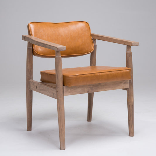 Silla Retro de Madera Maciza con Respaldo y Reposabrazos para Café - Image 2