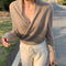 Suéter Cuello V Cruzado para Mujer - Pullover de Punto Versátil