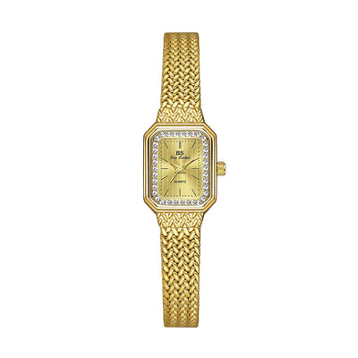 Reloj Cuadrado Dorado de Temperamento Minimalista en Trigo - Image 6
