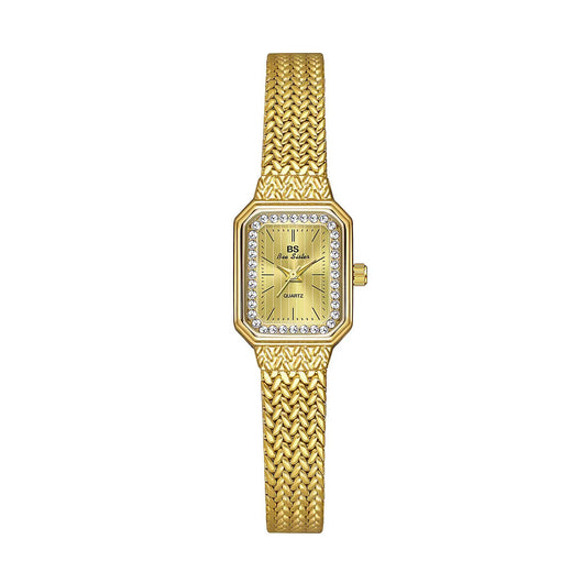 Reloj Cuadrado Dorado de Temperamento Minimalista en Trigo - Image 6