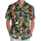 Camisa Retro de Manga Corta con Estampado y Solapa Clásica para Hombre