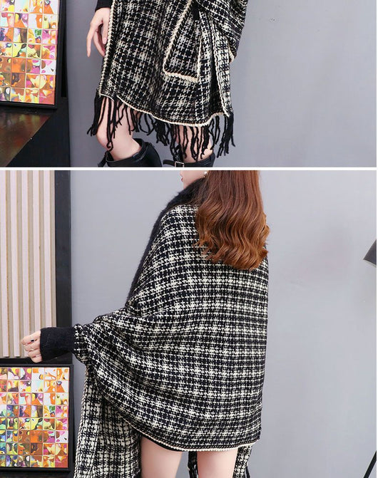 Poncho Cárdigan de Invierno con Cuello de Pelaje Sintético y Borlas - Talla Grande - Image 19