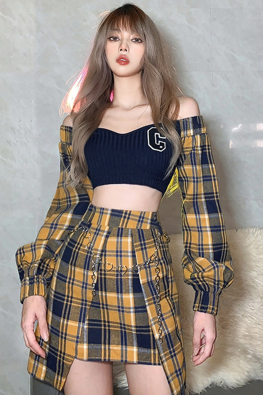 Conjunto Corto Estilo Retro Hot Girl - Traje de Moda - Image 4
