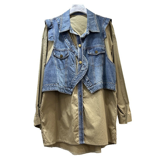 Chaqueta Denim Falso Dos Piezas para Mujer con Diseño Moderno - Image 11