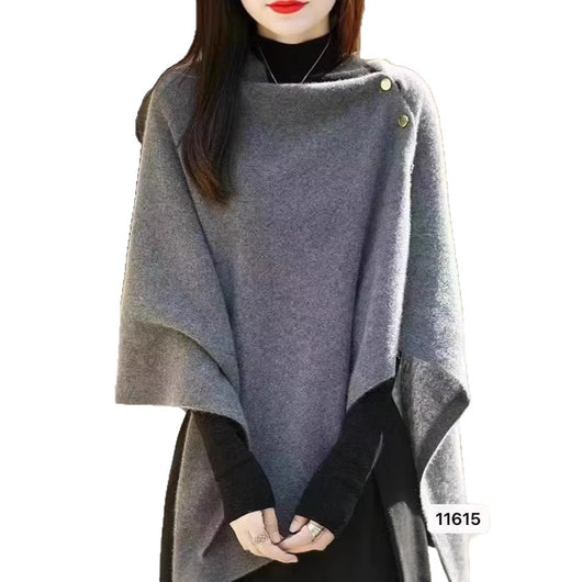 Poncho Capa Tejida Suelta para Mujer - Diseño Liso y Versátil - Image 5