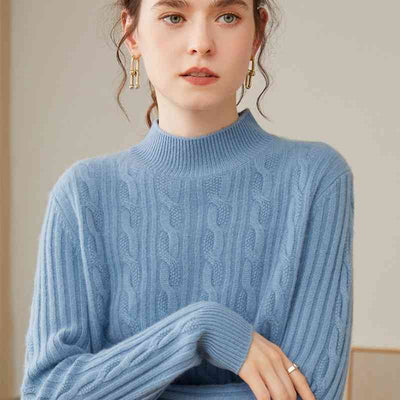 Suéter Cuello Alto de Cachemira Pura para Mujer - Corte Holgado y Grueso - Image 17