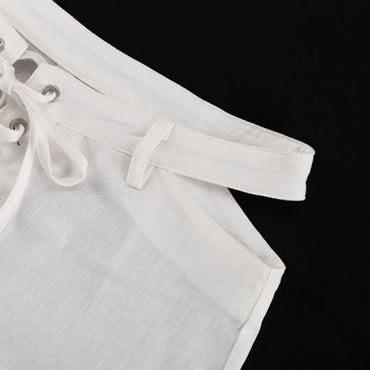 Conjunto Dos Piezas: Blusa Blanca Cropped con Cuello Solapa y Pantalón Ancho Calado con Amarre - Image 24