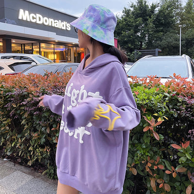 Sudadera con Capucha Estampado Letras Estrella Bicolor Unisex - Image 10