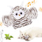 Juguete Interactivo para Gatos con Alas Batientes, Búho Chirriante Recargable con Catnip