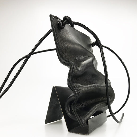 Stacked Design Textured Leather Crossbody Bag