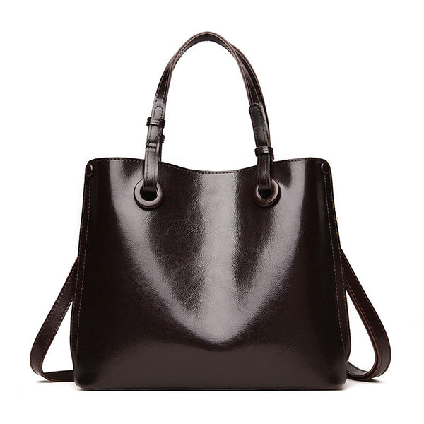 Bolso Coreano de Cuero Suave con Gran Capacidad